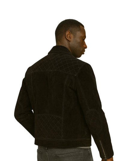Mens Express Suede Quilted Black Leather Jacket
