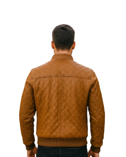 Brown Bomber Quilted Leather Jacket