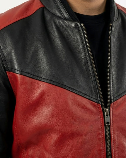 Men’s Two Tone Red and Black Bomber Jacket