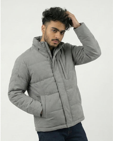 Men's Classic Gray Quilted Puffer Jacket