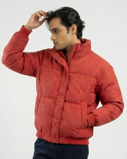 Men's Classic Red Winter Puffer Jacket