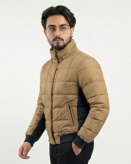 Men's Tan Quilted Puffer Jacket
