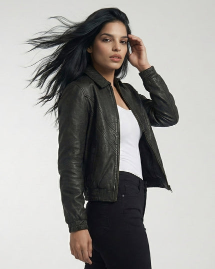 Women's Classic Black Oversized Leather Jacket