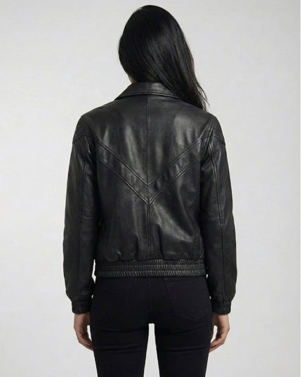 Women's Classic Black Oversized Leather Jacket