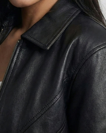 Women's Classic Black Oversized Leather Jacket