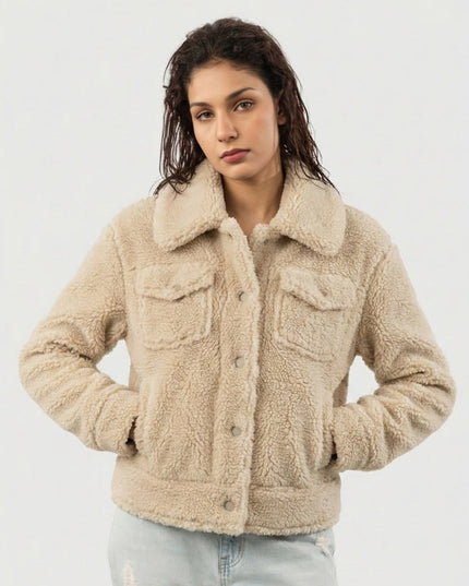 Women’s Plush Teddy Sherpa Trucker Jacket