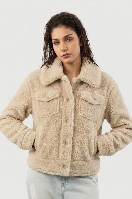 Women’s Plush Teddy Sherpa Trucker Jacket