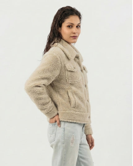 Women’s Plush Teddy Sherpa Trucker Jacket