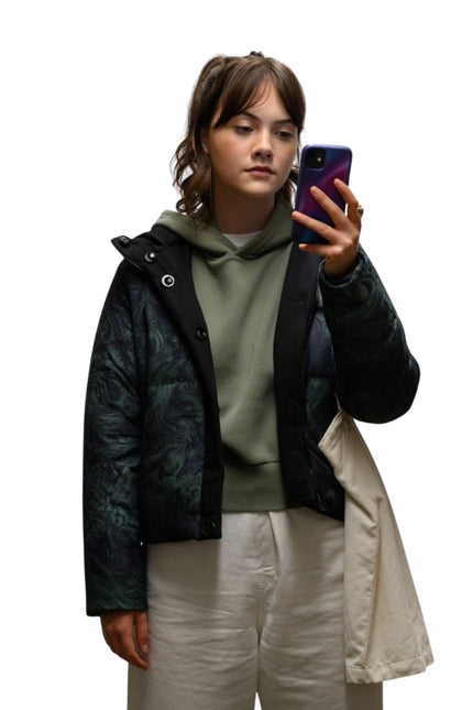 Emilia Jones Cat Person (2023) Green Puffer Jacket