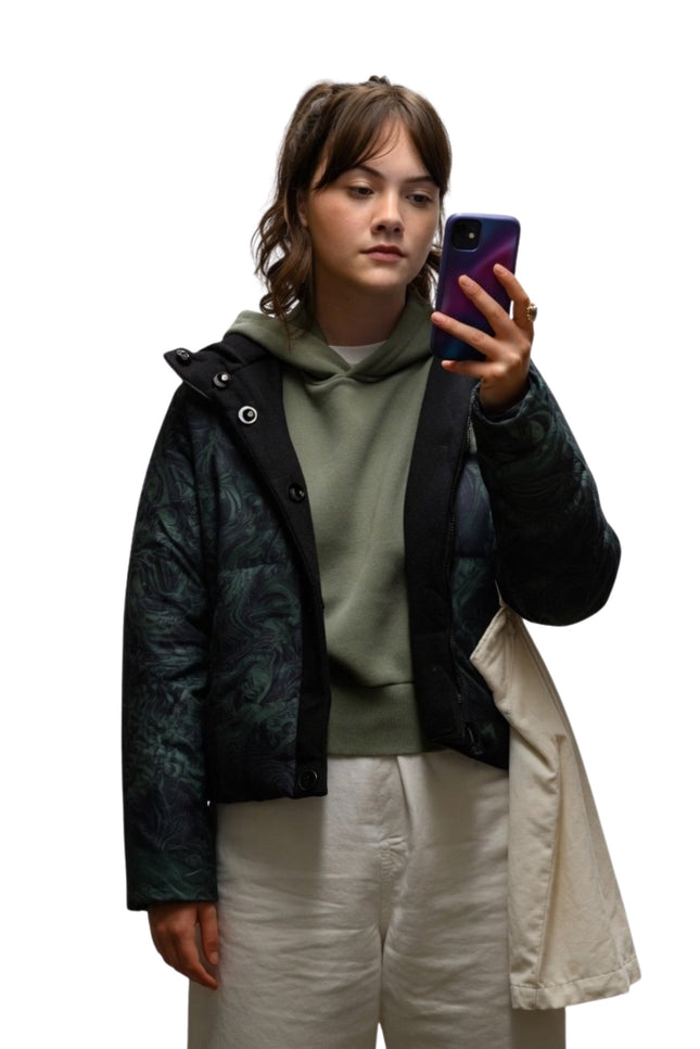 Emilia Jones Cat Person (2023) Green Puffer Jacket