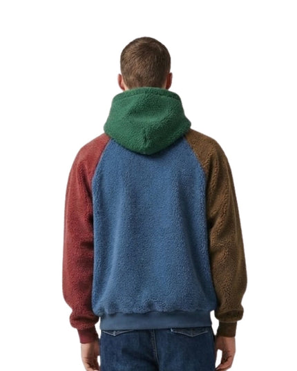 Multicolor Sherpa Fleece Hoodie For Men