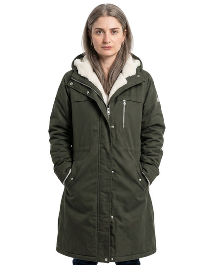 Eve Hewson Flora and Son Green Shearling Coat