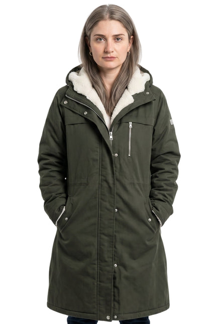 Eve Hewson Flora and Son Green Shearling Coat