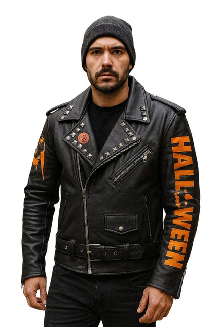 Halloween Costume Biker Jacket – Classic Black Leather