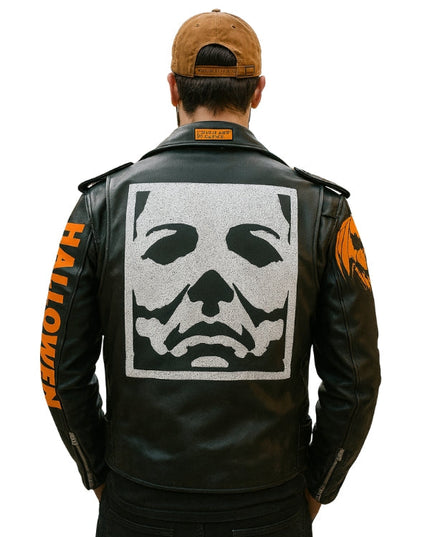 Halloween Costume Biker Jacket – Classic Black Leather