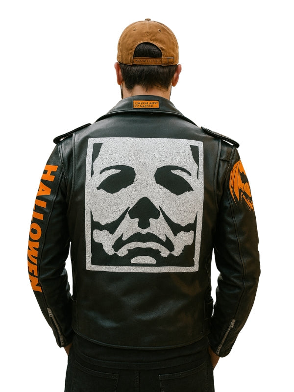 Halloween Costume Biker Jacket – Classic Black Leather