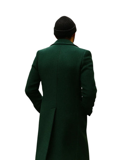 Men's Wool Green Vintage Long Trench Coat