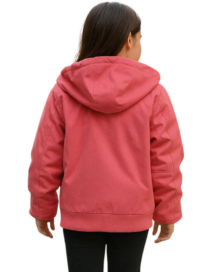 Girls insulated Real Cotton Front Zipper Lined Hooded Active Pink Jacket