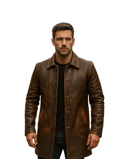 Men's Supernatural Brown Leather Trench Coat