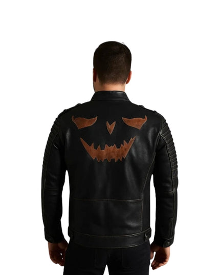 Men's Handmade Vintage Halloween Leather Jacket for Halloween