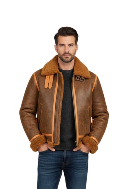 Men's Aviator Distressed  Leather Jacket