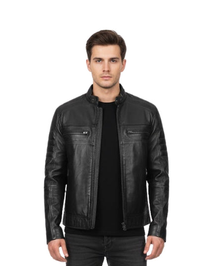 Men's Black Café Racer Biker Jacket