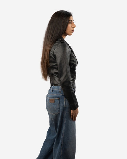 Women’s Classic Black Leather Biker Jacket