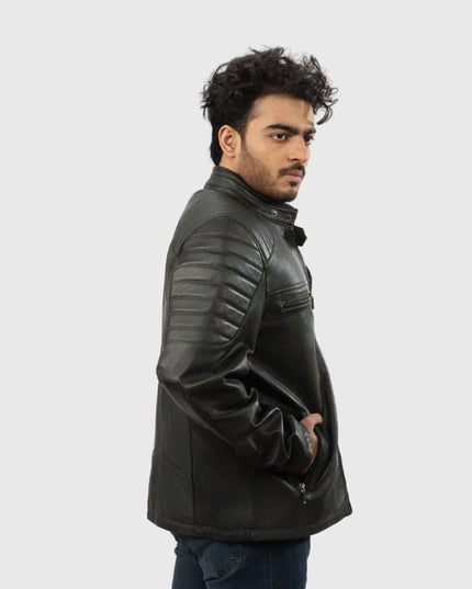 Men’s Premium Black Motorcycle Leather Jacket