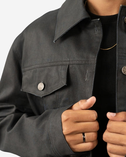 Men’s Classic Black Button-Up Cotton Jacket