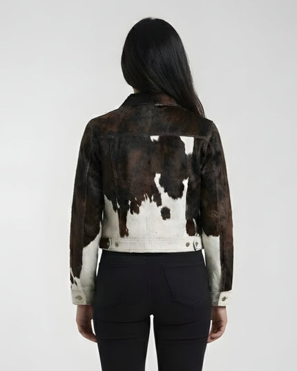 Women's Hair On Cow Print Leather Jacket