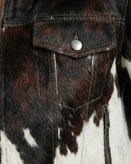 Women's Hair On Cow Print Leather Jacket