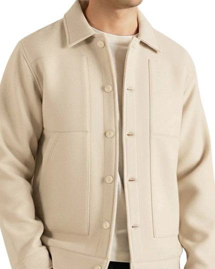 Beige Wool Universal Works Overshirt Jacket