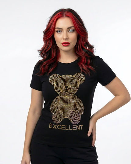 Bling Teddy Bear Rhinestone Tee
