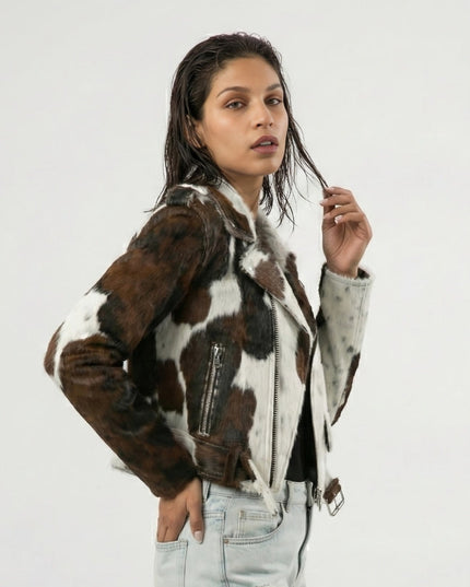Unisex Cow Hide Hair On Leather Jacket