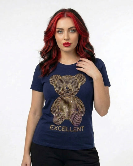 Bling Teddy Bear Rhinestone Tee