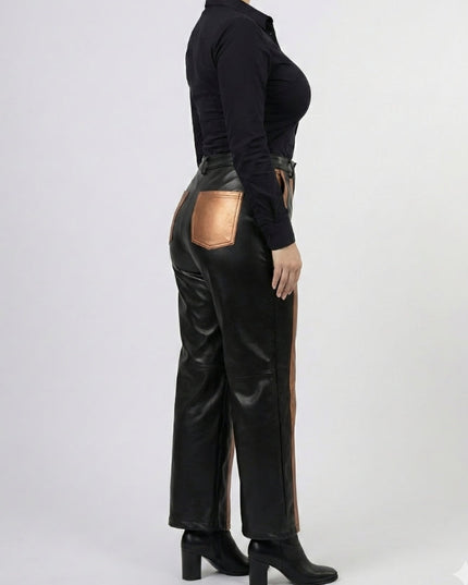 Women’s Cropped Mid-Rise Leather Pants