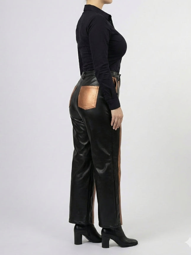 Women’s Cropped Mid-Rise Leather Pants