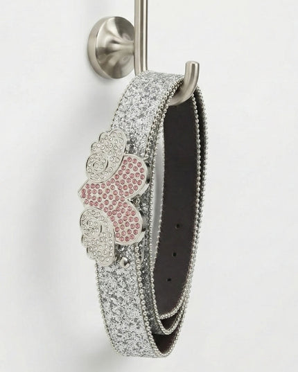 Stylish Glitter Belt with Heart and Wing Detail