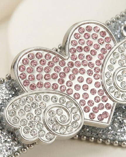 Stylish Glitter Belt with Heart and Wing Detail