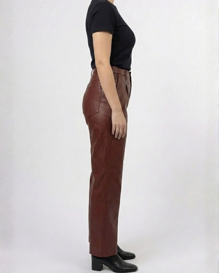 Women’s Baggy Style Maroon Leather Pant