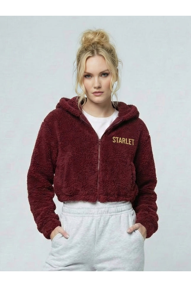 STARLET Sherpa Crop Hoodie - Embroidered Design