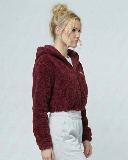 STARLET Sherpa Crop Hoodie - Embroidered Design