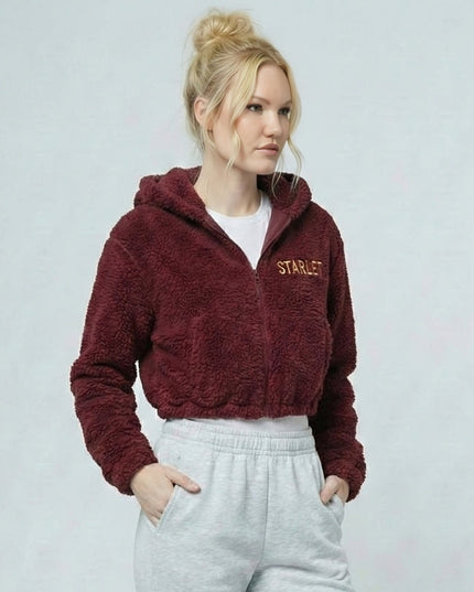 STARLET Sherpa Crop Hoodie - Embroidered Design