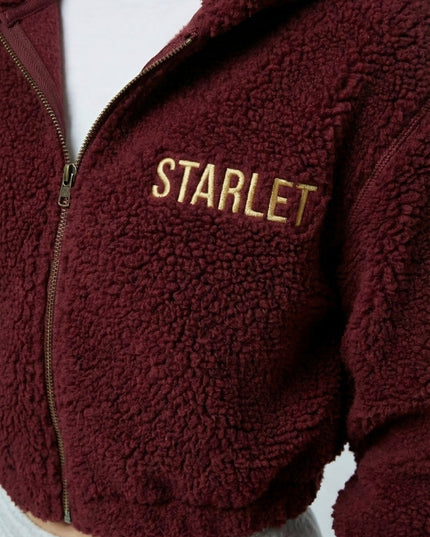 STARLET Sherpa Crop Hoodie - Embroidered Design