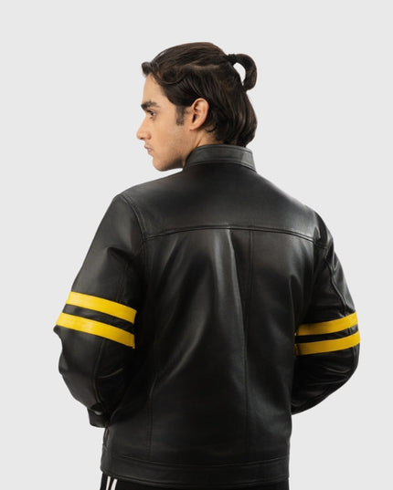 Classic Motorcycle Leather Black Jacket