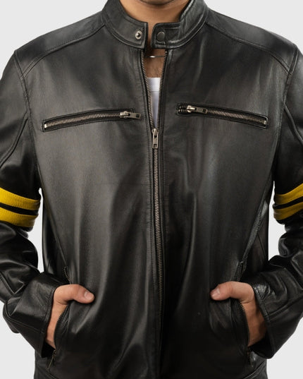 Classic Motorcycle Leather Black Jacket