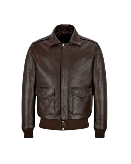 Men's A2 Aviator Pilot Long Sleeves Brown Bomber Leather Jacket