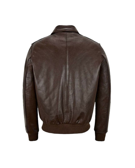Men's A2 Aviator Pilot Long Sleeves Brown Bomber Leather Jacket