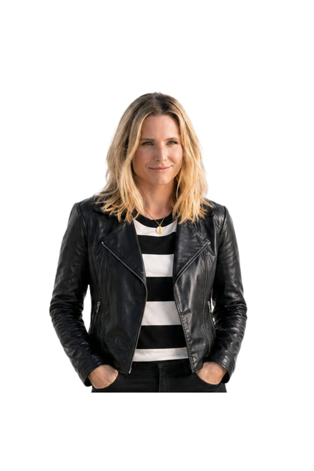 Veronica Mars Kristen Bell Black Biker Leather Jacket