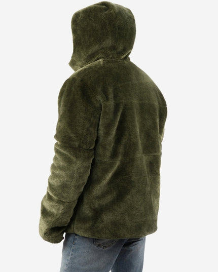 Men’s Reversible Hooded Jacket – Olive & Black Double Sided